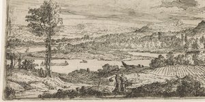 Landschap met rivier door Abraham Genoels