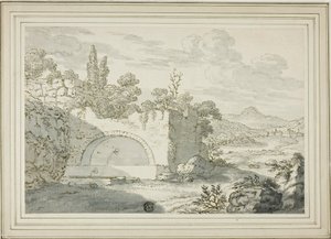 Landschap met fontein door Abraham Genoels II