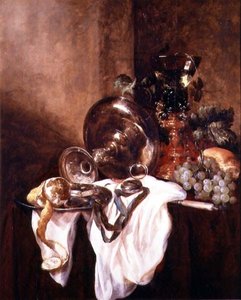 Stilleven met fruit en een zilveren beker door Abraham Hendricksz van Beyeren
