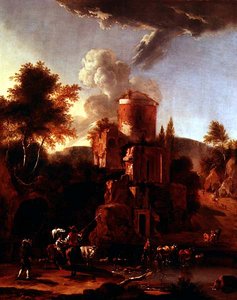 Italiaans landschap met ruïnes