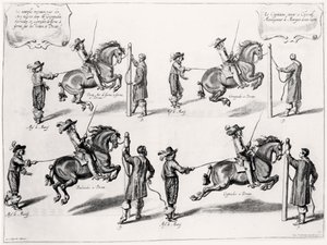 Illustratie uit een Rijhandboek, gegraveerd door Peeter Clouwet (1629-70), 1658 door Abraham Jansz. van after Diepenbeeck