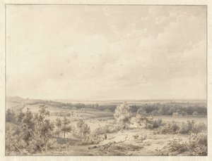 Gezicht richting Alkmaar vanaf de duin te Schoorl door Abraham Johannes Couwenberg