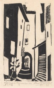 Straatgezicht met trap in Cagnes-sur-Mer door Abraham Johannes Jansma (signed by artist)