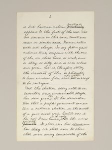 Handgeschreven manuscript van Lincolns overwinningsspeech als president, gehouden in Washington D.C., vanuit het raam van het Witte Huis op de avond van 10 november door Abraham Lincoln