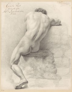Zittend mannelijk naakt, op de rug gezien (1e prijs 1820) door Abraham Lion Zeelander