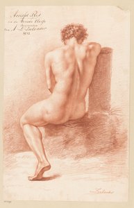 Zittend mannelijk naakt, op de rug gezien (2e prijs 1812) door Abraham Lion Zeelander