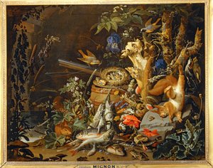 Het nest van de vinken ... door Abraham Mignon