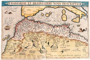 Barbariae en Biledulgerid, Nova Descriptio. Geografische kaart van Noord-Afrika uit 