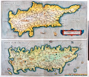 Cyprus, Kreta, Cyprus, Griekenland door Abraham Ortelius