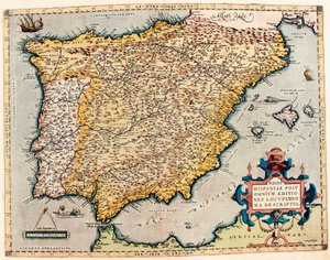 Beschrijving van Spanje. Geografische kaart uit 