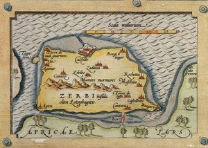Detail van Zerbi uit Kaart van de Middellandse Zee-eilanden door Abraham Ortelius