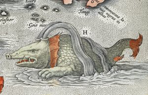 Detail van een zeemonster, uit 