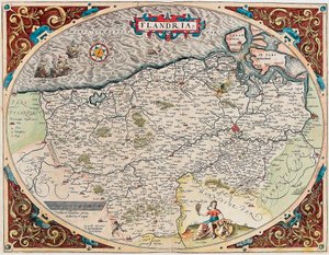 Flandria Geografische kaart van het gebied van Vlaanderen uit 