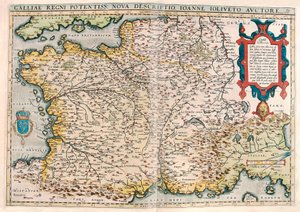 Galliae regni potentiss. nova descriptio. Ioanne Ioliveto auctore Geografische kaart van het gebied van Gallië (Frankrijk) uit 