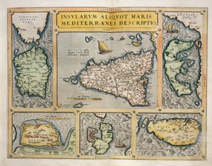 Kaart van de Middellandse Zee-eilanden door Abraham Ortelius