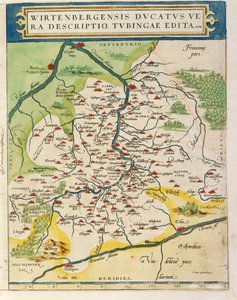 Kaart van Württemberg, uit Theatrum Orbis Terrarum door Abraham Ortelius