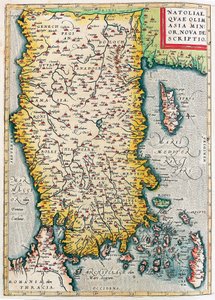 Natoliae, Quae Olim Asia Minor Nova Descriptio Geografische kaart van het gebied van Klein-Azië (Istanbul en Turkije met de eilanden Rhodos en Cyprus) uit 