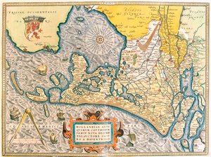 Province: Friesland, North Holland, South Holland, North Brabant, Limburg, Utrecht, Gelderland, Flevoland, Netherlands door Abraham Ortelius