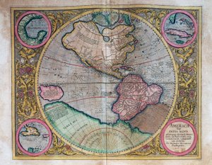 Wereldkaart door Abraham Ortelius (1527-1598) door Abraham Ortelius