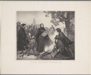 Luther verbrandt de bul door Abraham Pieter Felix
