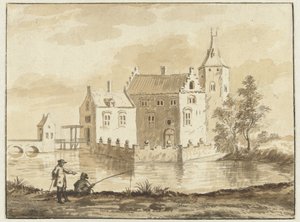 Het huis Munniekenhof bij het dorp Grijpskerk in Walcheren door Abraham Rademaker
