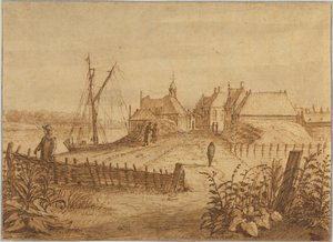 Gezicht op een deel van de stad Amsterdam door Abraham Rutgers