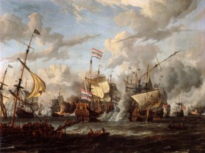 De zeeslag bij Texel door Abraham Storck