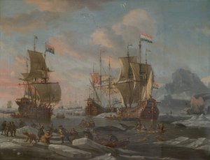 De Nederlandse walvisvloot, 1690-1700 door Abraham Storck