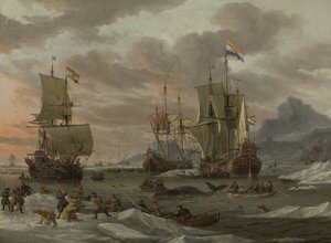 Walvisvangstgebieden in de Noordelijke IJszee door Abraham Storck