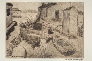 Straatscène, gebouw of portret, 1900 door Abraham Walkowitz