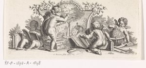 Vier putti studeren en schilderen door Abraham Zeeman