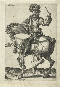 Duitse tamboer te paard door Abraham de Bruyn (attributed to)