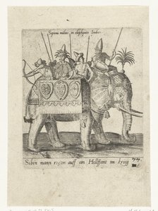 Indiërs op een krijgsolifant door Abraham de Bruyn (attributed to)