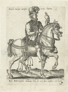 Nederlandse edelman op valkenjacht te paard door Abraham de Bruyn (attributed to)