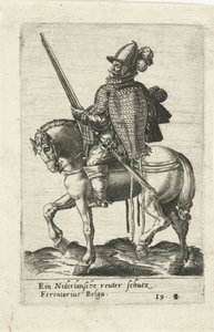 Nederlandse ruiter met geweer door Abraham de Bruyn (attributed to)