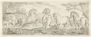 Paarden Dieren door Abraham de Bruyn (possibly)