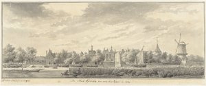 Gezicht op Gouda, van over de IJssel door Abraham de Haen (II)