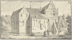 Het huis van Rhaen in Overijssel, vooraan twee hengelaars