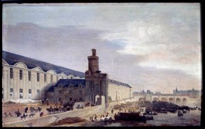 Uitzicht op Porte Neuve en Galerie du Louvre rond 1640 door Abraham de Verwer