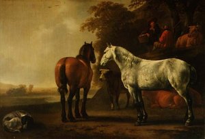 Paarden en Vee in een Landschap
