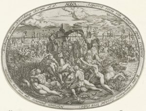 Neptunus met nereïden en tritons: het element water door Abraham van den Hecken