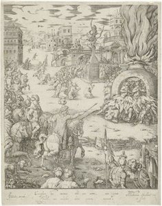 Shadrach, Meshach en Abednego in de vurige oven door Abraham van den Hecken