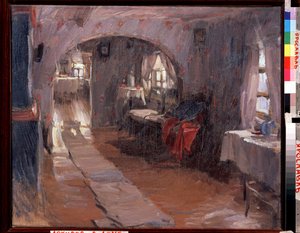 In een landhuis door Abram Efimovich Arkhipov