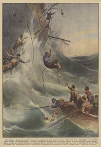 - Ik blijf! - zei de kapitein van het vrachtschip Monte Nevoso met Italiaanse moed door Achille Beltrame