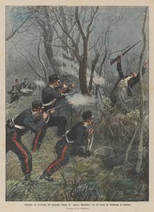 Hinderlaag en moord op de bandiet Parisi, de nieuwe Musolino in een bos nabij Salerno door Achille Beltrame