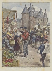 Op De Markt Van Amsterdam, De Aankomst Van De Gezondheidsbulletins Van Koningin Wilhelmina Van Nederland