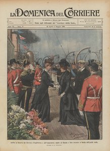 Aankomst in Genua van de koningen van Engeland en de keizerin-moeder van Rusland en hun ontmoeting door Achille Beltrame