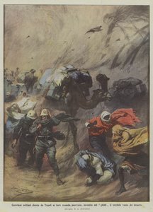 Militaire karavanen op weg van Tripoli naar de forten met voorraden, getroffen door de verschrikkelijke ghibli ? door Achille Beltrame