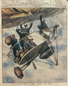 Rampspoed van luchtschip Republique nabij Moulins, Frankrijk, illustratie door Achille Beltrame uit La Domenica del Corriere, 3-10 oktober