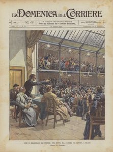 Hoe Stakingen Georganiseerd Worden, Een Vergadering In Het Arbeidershuis In Milaan door Achille Beltrame